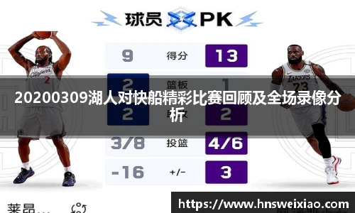 20200309湖人对快船精彩比赛回顾及全场录像分析